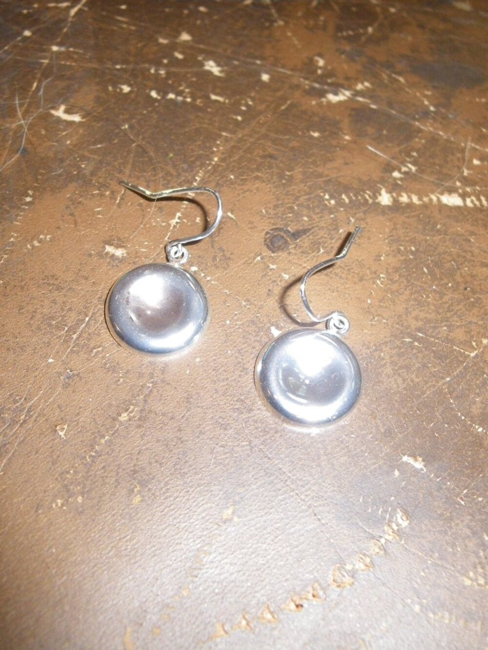 Women’s Sterling Silver Circular Concave Dangling Earrings